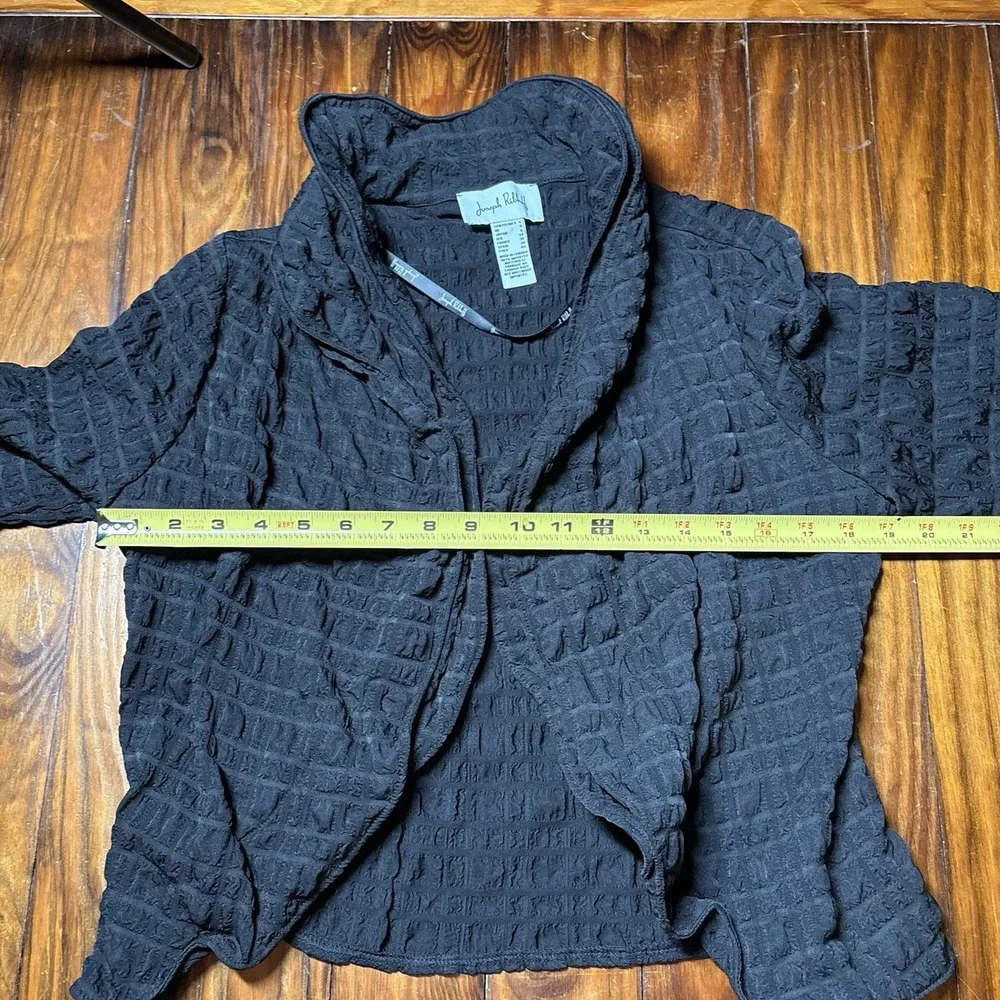 Joseph Ribkoff Bubble Woven Cropped Jacket Black Open Front Sz 6 A1673